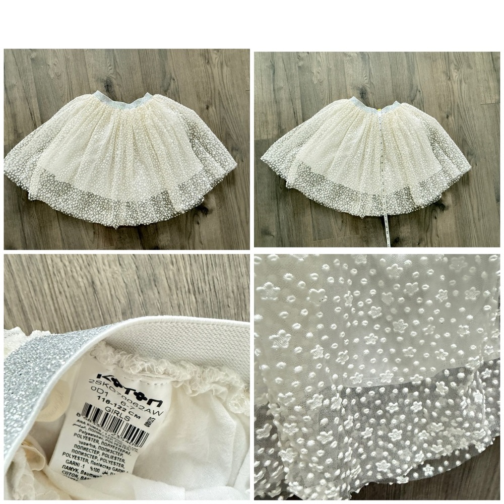 White Tulle Skirt with Floral Details